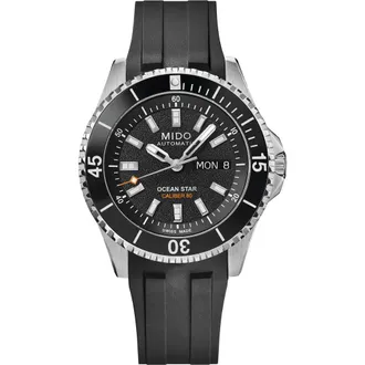 Mido Ocean Star 200 Automatic Rubber Strap Watch, 42.5mm in Black at Nordstrom