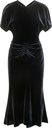 Victoria Beckham Navy Blue V Neck Midi Dress
