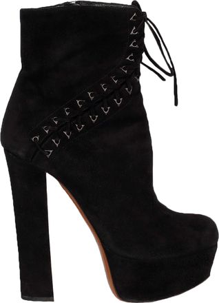 Alaia Alaia Pre-owned Womens Black Suede Lace-up Corset Booties- 20s - Size EU 36