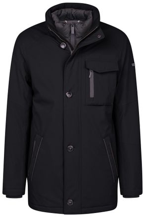 Bugatti Kurzjacke BUGATTI, Herren, Gr. 28, blau (marine), 100% Polyester, unifarben, regular fit, normaler Saum, Jacken Kurzjacke, mit einrollbarer Kapuze