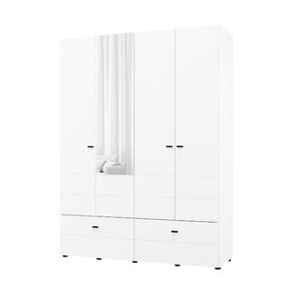 Dmora Armario Grande Spigno, Ropero Dormitorio 2 Estantes, 2 Cajones, Perchero, 155x208h Cm Blanco Mate
