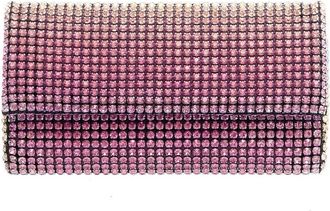 Twentyfourhaitch Gradient Pink Leather Clutch With Rhinestone Accents