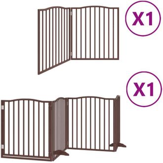 vidaXL Puerta De Perros Plegable 6 Paneles Madera &Aacute;lamo Marr&oacute;n 480 Cm Vidaxl