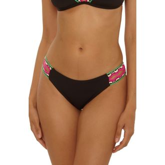 Lucky Brand Malaga Crochet Tab Hipster Bikini Bottoms in Black at Nordstrom, Size X-Large