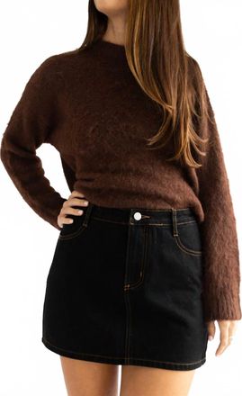 Astr Selbie Crewneck Sweater In Mocha Brown