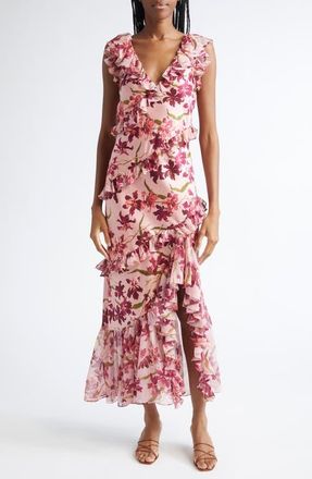 Cinq à Sept Trailing Hibiscus Maxi Dress in Blush Petal Multi at Nordstrom, Size 10