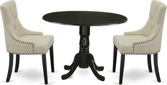 East West Furniture Dining Room Set Black, DLFR3-BLK-02