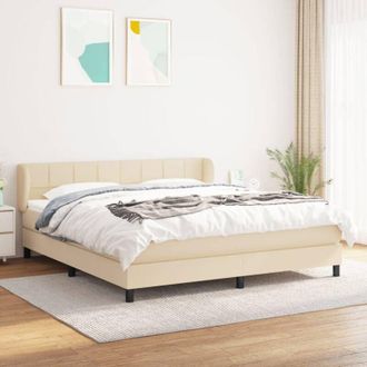 vidaXL Cama Box Spring Con Colch&oacute;n Tela Color Crema 180x200 Cm