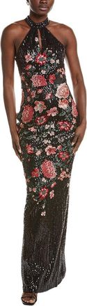 Marchesa Halter Neck Printed Dress