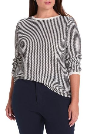Nic+Zoe Zigag Knit Top in Indigo Multi at Nordstrom, Size 1 X