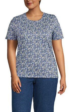 Lands End Relaxed Supima Cotton T-Shirt in Navy/clear Blue Ditsy Floral at Nordstrom, Size 3X