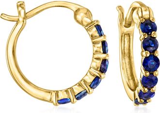 RS Pure by Ross-Simons Sapphire Huggie Hoop Earrings in 14kt Yellow Gold