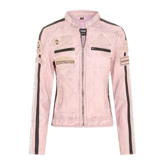 Infinity Leather Dames Biker Racing Badges Roze Leren Jas-Eastleigh