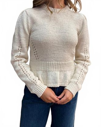 Ulla Johnson Aurelie Long Sleeve Peplum Pullover In Cowrie