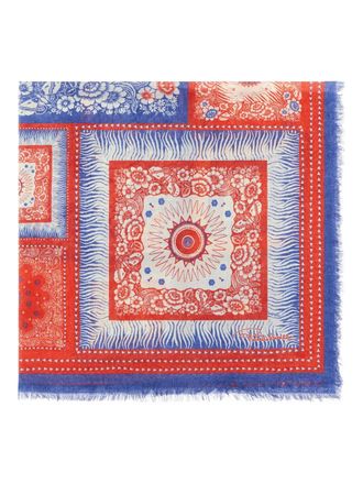 Roberto Cavalli zebra-pattern logo-detail shawl - men - Modal/Cashmere - One Size - Blue