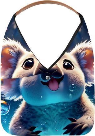 Generic Lovely Koala Swims Underwater Reusable Lightweight Grocery Bags - Foldable Into Compact Pouch, Washable & Sturdy, Multipurpose for Shopping and Travel