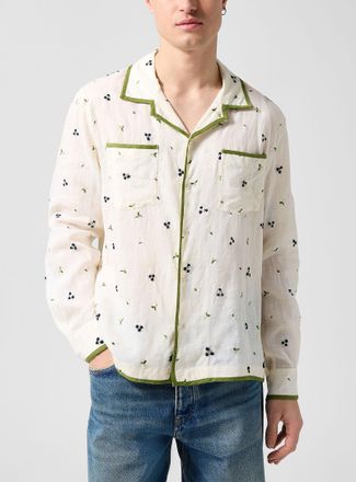 Bode Mens Embroidered blackberries sheer linen shirt