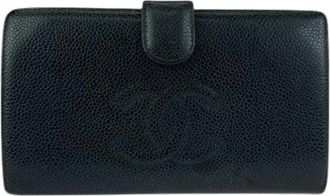 Chanel Pre-owned Vintage Coco Mark Lederen Lange Portemonnee - Dames - Vintage Accessoires - Zwart - ONE Size - Leer - Vintage
