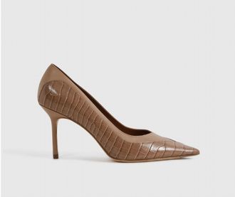 Reiss Womens Gwyneth Signature Court Pumps In Taupe