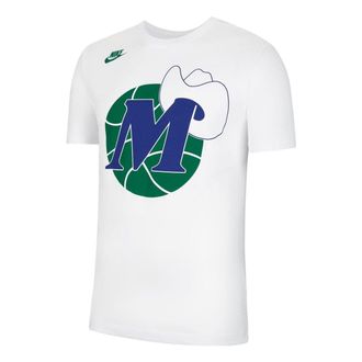 Nike NBA Alphabet Printing Basketball Round Neck Pullover Short Sleeve Dallas Mavericks White CT9922-100