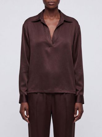 Tom Ford Blusa in pura seta con scollo a V e maniche lunghe a spalla scesa