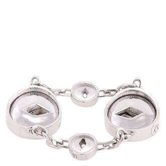 Burberry Silver Hollow Link Ring, Size 59