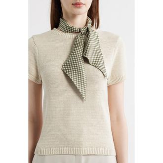 Vince Gingham Ribbon Silk Scarf in Dark Tempenade at Nordstrom