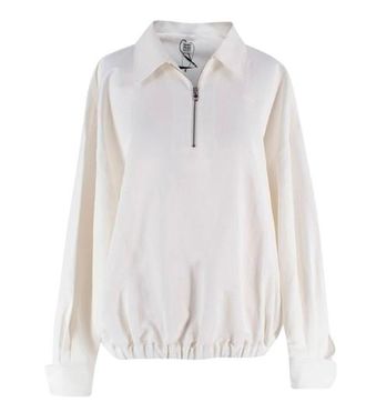 Toteme Off White Linen Blend Tracksuit Top Size XXS