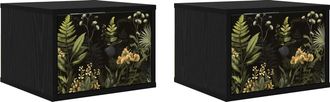 vidaXL Mesita De Noche De Pared Rhenen 2 Uds. Roble Negro Vidaxl