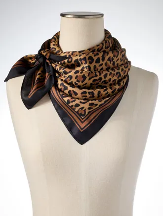 Talbots Fabulous Leopard Square Scarf - Black - 001 Talbots