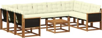 vidaXL Conjunto De Sof&aacute;s De Exterior 10 Uds. Natural Y Crema Vidaxl