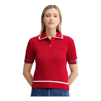Bally Truien & Vesten, Dames, Rood, M, Katoen, V-hals Breiwerk