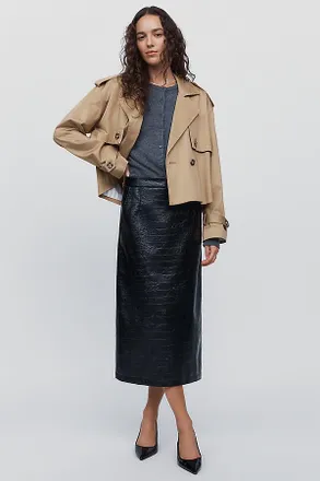 Essentiel Faux Leather Midi Skirt
