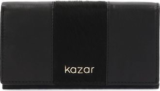 Kazar Zwarte leren portemonnee met natuurlijk haar - Dames - Portefeuilles - Zwart - ONE Size - Leer - Accessoires