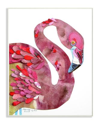 Stupell Industries Watercolor Cutout Collage Flamingo By Marley Ungaro