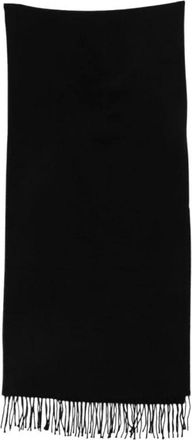 Emporio Armani Sjaal met capuchon en franjes van wol met geborduurd monogram - Dames - Wintersjaals - Zwart - ONE Size - Wol - Accessoires