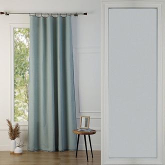 Febronie Cortina lino 140x260 verde celad&oacute;n / negro