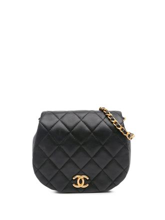 Chanel 2021-2024 Mini Quilted Calfskin Coco Mail Clutch with Chain crossbody bag - Black