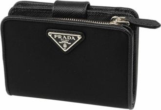 Prada Nylon en lederen Franse portemonnee - Dames - Portefeuilles - Zwart - ONE Size - Nylon - Accessoires