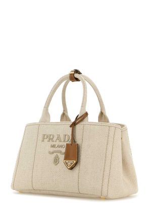 Prada Womens Milano Tote Beige Calf Leather