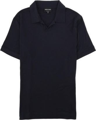 Giorgio Armani Black Stretch Viscose Jersey Polo Shirt