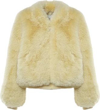 Frankie Shop Pluche nepbont jas - Dames - Jassen - Geel - XS - Nepbont - Jassen