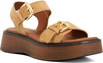 Dune London Womens Ladies Luno - Double Strap Flatform Sandals - Sand Leather - Size UK 8