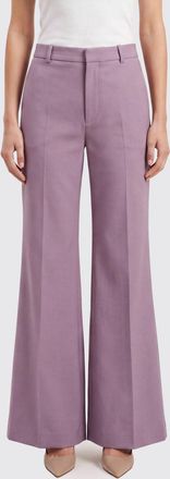 Chlo&eacute; Pantaloni a gamba larga in cotone con pince e vita media