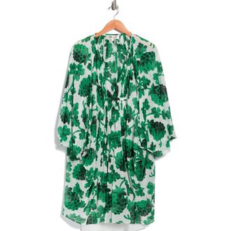 Diane Von F&uuml;rstenberg Remi Long Sleeve Cotton & Silk Dress in Berries Big India Green at Nordstrom Rack, Size Xx-Small