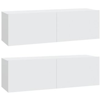 vidaXL Muebles Tv De Pared 2 Uds Madera Ingenier&iacute;a Blanco 100x30x30 Cm Vidaxl