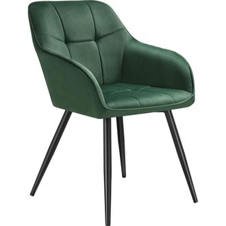 TecTake Silla de comedor, efecto terciopelo, 58 x 62 x 82 cm verde/negro