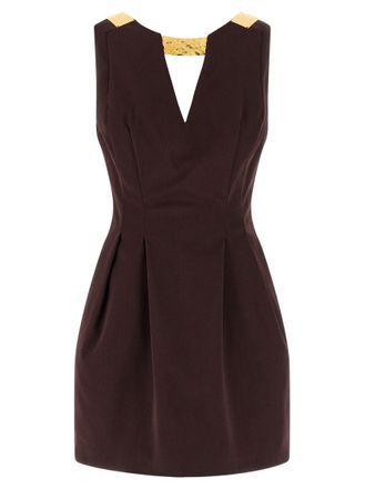 Elisabetta Franchi Brown Metal plaque dress