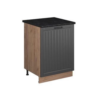 Vicco Mueble Bajo De Cocina Fame-line, Gris Oscuro/roble Dorado, 60 Cm 1 Puerta Con Encimera, Vicco