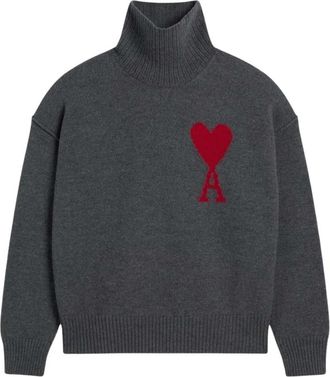 Ami Wollen truien voor stijlvol comfort - Dames - Coltruien - Grijs - 2XS - Wol - Truien & Vesten
